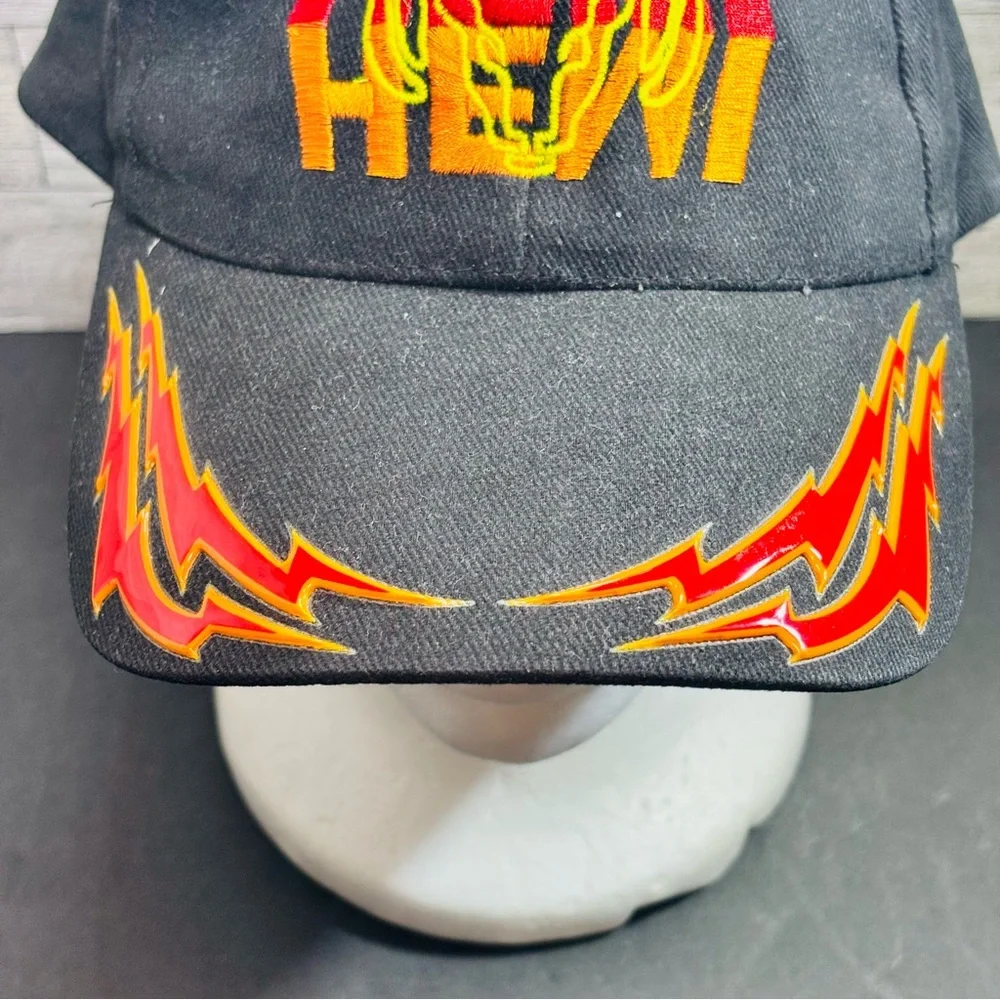 Cobra Retro Y2K Early 2000’s Embroidered Flames on Black Cap Dodge Hemi‎ Hat